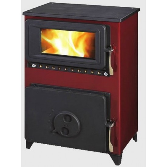 Wood stove energy cast iron Filex in burgundy color