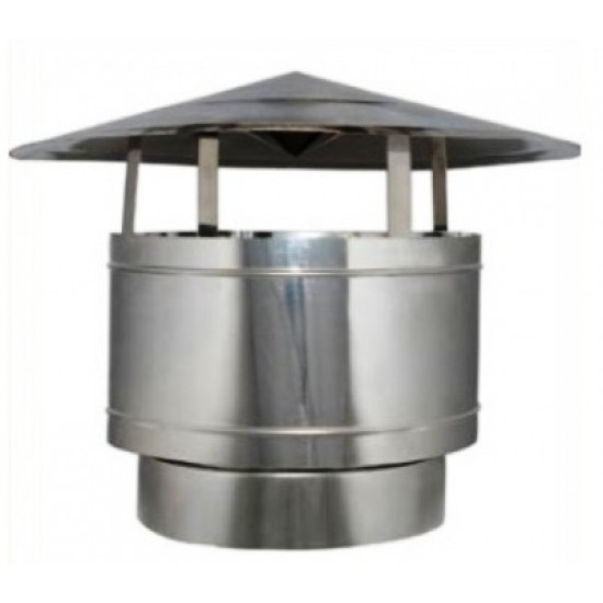 Chinese cap for single wall chimney Φ180 in stainless steel AISI 304 BA
